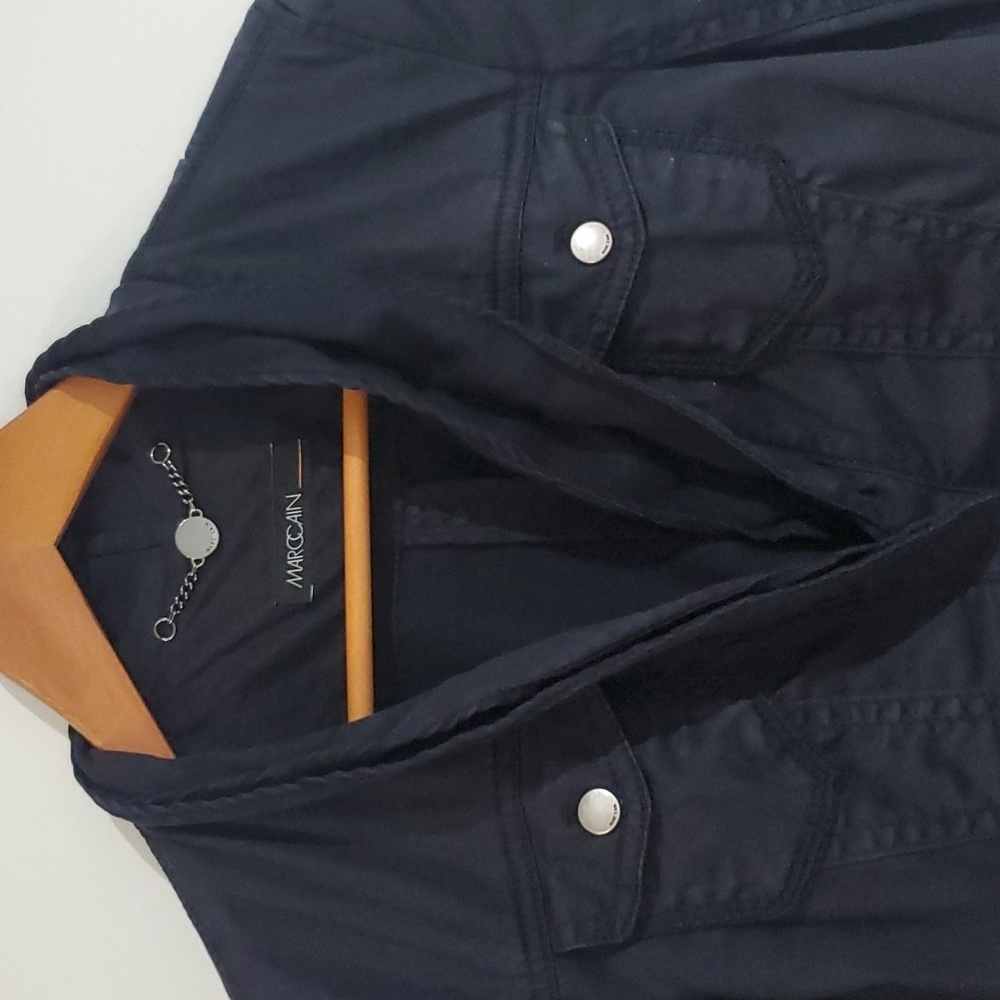 Marc Cain Navy Lyocell/Cotton double collar blazer/sport jacket size 8